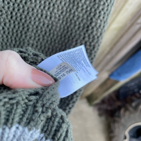 American Eagle Army Green Boyfriend Style Loose Knit Academia Cardigan Sweater - Picture 3 of 7